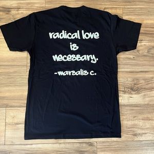 custom high quality tshirt with my words printed on the back of each.